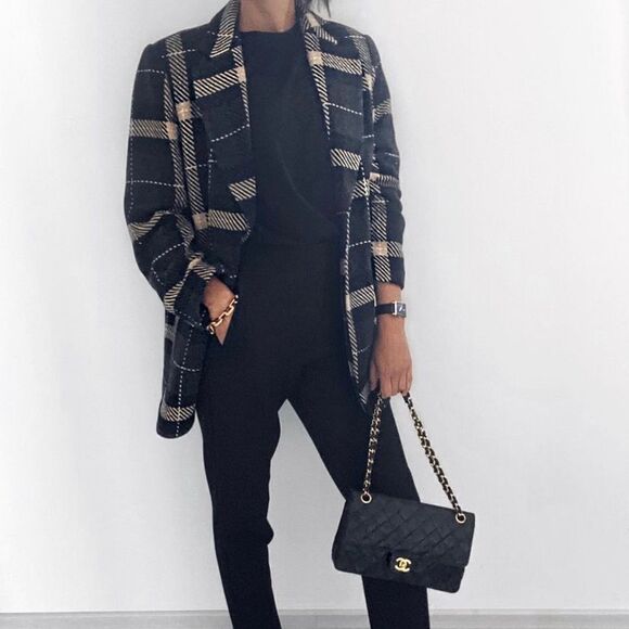 Plaid Blazer Jacket H&M Wool Blend Oversized New - Picture 11 of 12